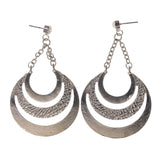 Silver-Tone Metal Drop-Dangle-Earrings With Crystal Accents #LQE2154