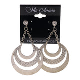 Silver-Tone Metal Drop-Dangle-Earrings With Crystal Accents #LQE2154
