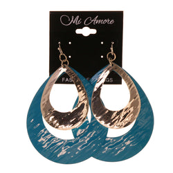 Blue & Silver-Tone Colored Metal Dangle-Earrings #LQE2157