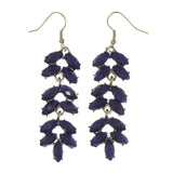 Purple & Silver-Tone Colored Metal Dangle-Earrings With Bead Accents #LQE2160