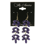 Purple & Silver-Tone Colored Metal Dangle-Earrings With Bead Accents #LQE2160