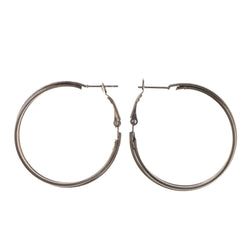 Silver-Tone Metal Hoop-Earrings #LQE2169