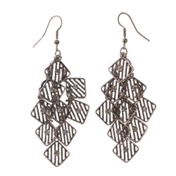 Silver-Tone Metal Chandelier-Earrings With Crystal Accents #LQE2175