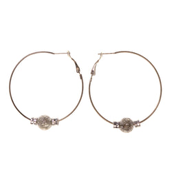 Glitter Sparkle Hoop-Earrings Silver-Tone Color #LQE2180