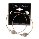 Glitter Sparkle Hoop-Earrings Silver-Tone Color #LQE2180