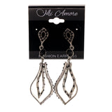 Silver-Tone & Black Metal -Dangle-Earrings Crystal Accents #LQE2182