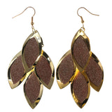 Gold-Tone & Peach Colored Metal Chandelier-Earrings #LQE2185