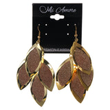 Gold-Tone & Peach Colored Metal Chandelier-Earrings #LQE2185