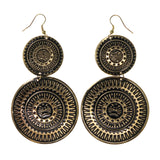 Gold-Tone & Black Colored Metal Dangle-Earrings #LQE2190