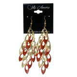 Orange & Gold-Tone Colored Metal Chandelier-Earrings #LQE2199