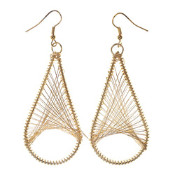 Wire Wrap Dangle-Earrings Gold-Tone Color #LQE2213