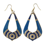 Blue & Gold-Tone Colored Metal Dangle-Earrings #LQE2216
