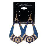 Blue & Gold-Tone Colored Metal Dangle-Earrings #LQE2216