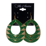 Green & Gold-Tone Colored Metal Dangle-Earrings #LQE2218