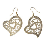 Heart Dangle-Earrings Gold-Tone Color #LQE2222