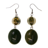 Green & Yellow Colored Acrylic Dangle-Earrings With Bead Accents #LQE2225