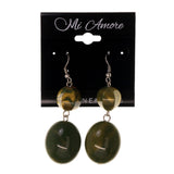 Green & Yellow Colored Acrylic Dangle-Earrings With Bead Accents #LQE2225