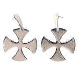 Iron Cross Drop-Dangle-Earrings Silver-Tone Color #LQE2226
