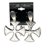 Iron Cross Drop-Dangle-Earrings Silver-Tone Color #LQE2226