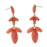 Pink & Gold-Tone Colored Metal Dangle-Earrings #LQE2228