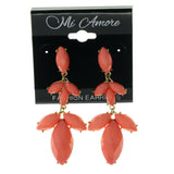 Pink & Gold-Tone Colored Metal Dangle-Earrings #LQE2228