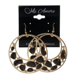 Gold-Tone & Brown Colored Metal Dangle-Earrings #LQE2230