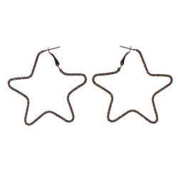 Star Hoop-Earrings Black Color #LQE2231