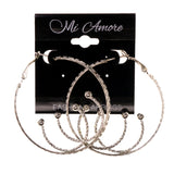 Silver-Tone Metal Hoop-Earrings #LQE2239