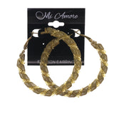 Gold-Tone & Yellow Colored Metal Hoop-Earrings With Bead Accents #LQE2246