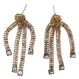 Gold-Tone & Silver-Tone Metal Dangle-Earrings Crystal Accents #LQE2254