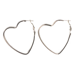 Heart Hoop-Earrings Silver-Tone Color #LQE2266