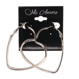 Heart Hoop-Earrings Silver-Tone Color #LQE2266