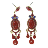 Red & Blue Colored Metal Drop-Dangle-Earrings With Crystal Accents #LQE2269