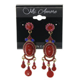 Red & Blue Colored Metal Drop-Dangle-Earrings With Crystal Accents #LQE2269