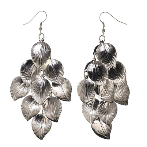 Leaf Chandelier-Earrings Silver-Tone Color #LQE2274