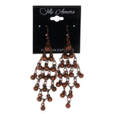 Bronze-Tone Metal Dangle-Earrings With Bead Accents #LQE2275