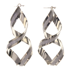 Glitter Sparkle Dangle-Earrings Silver-Tone Color #LQE2287