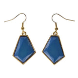 Blue & Gold-Tone Colored Metal Dangle-Earrings #LQE2293