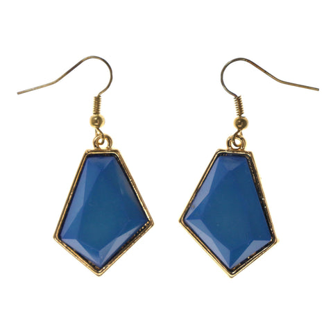 Blue & Gold-Tone Colored Metal Dangle-Earrings #LQE2293