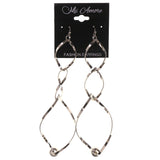 Silver-Tone Metal Dangle-Earrings With Bead Accents #LQE2296