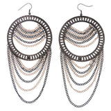 Black & Gold-Tone Colored Metal Dangle-Earrings #LQE2297