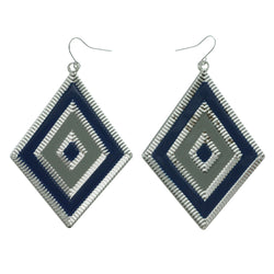 Silver-Tone & Blue Colored Metal Dangle-Earrings