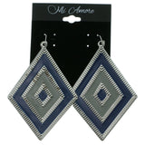 Silver-Tone & Blue Colored Metal Dangle-Earrings