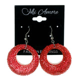 Red & Silver-Tone Colored Acrylic Dangle-Earrings #LQE2301