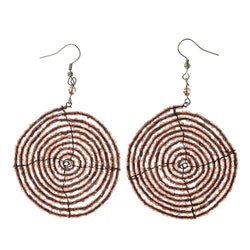 Bronze-Tone & Silver-Tone Acrylic Dangle-Earrings Bead Accents #LQE2303