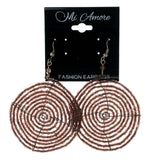 Bronze-Tone & Silver-Tone Acrylic Dangle-Earrings Bead Accents #LQE2303