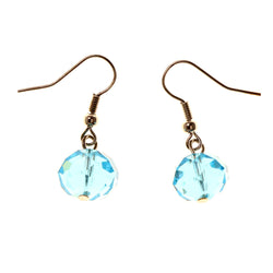 Silver-Tone & Blue Colored Metal Dangle-Earrings With Bead Accents #LQE2313