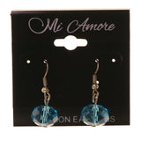 Silver-Tone & Blue Colored Metal Dangle-Earrings With Bead Accents #LQE2313