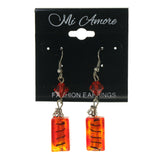 Red & Silver-Tone Colored Acrylic Dangle-Earrings With Bead Accents #LQE2314