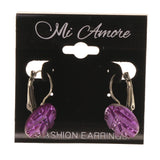 Purple & Silver-Tone Colored Acrylic Dangle-Earrings #LQE2316